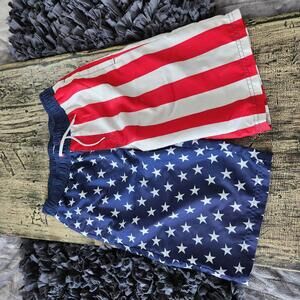 Crazy 8 Boys Large Patriotic Stars and Stripes Swim Trunks